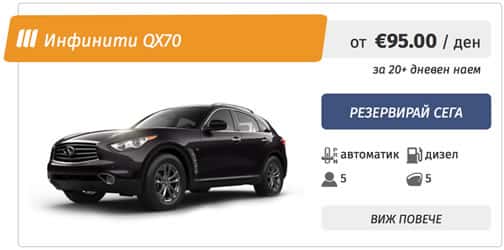 Infinity QX70 под наем в София